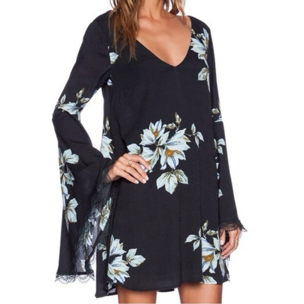 Free People Black Floral Mini Dress